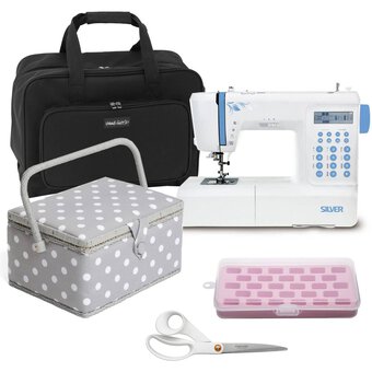 Silver 197 Sewing Machine and Accessories Bundle