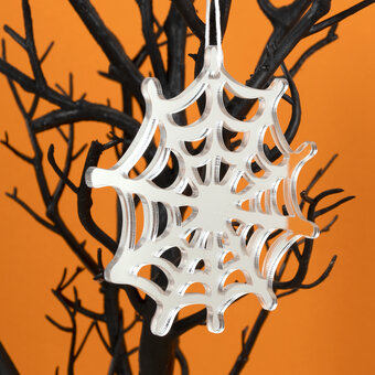 Hanging Silver Acrylic Spider’s Web Decoration 10cm