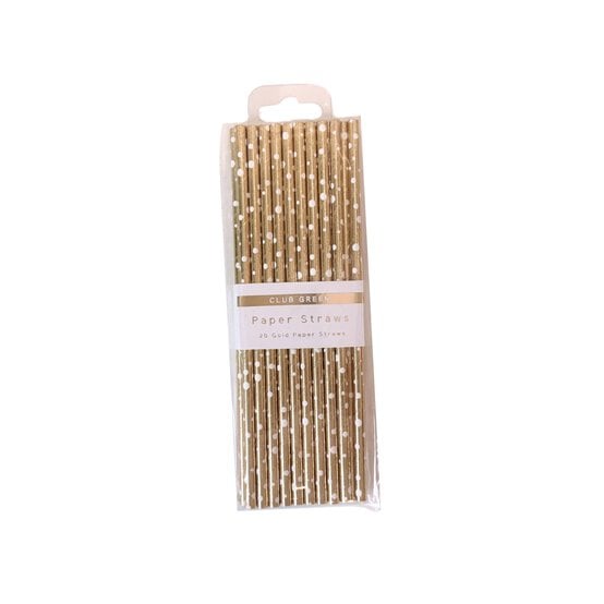 Gold Dot Paper Straws 20 Pack  image number 1