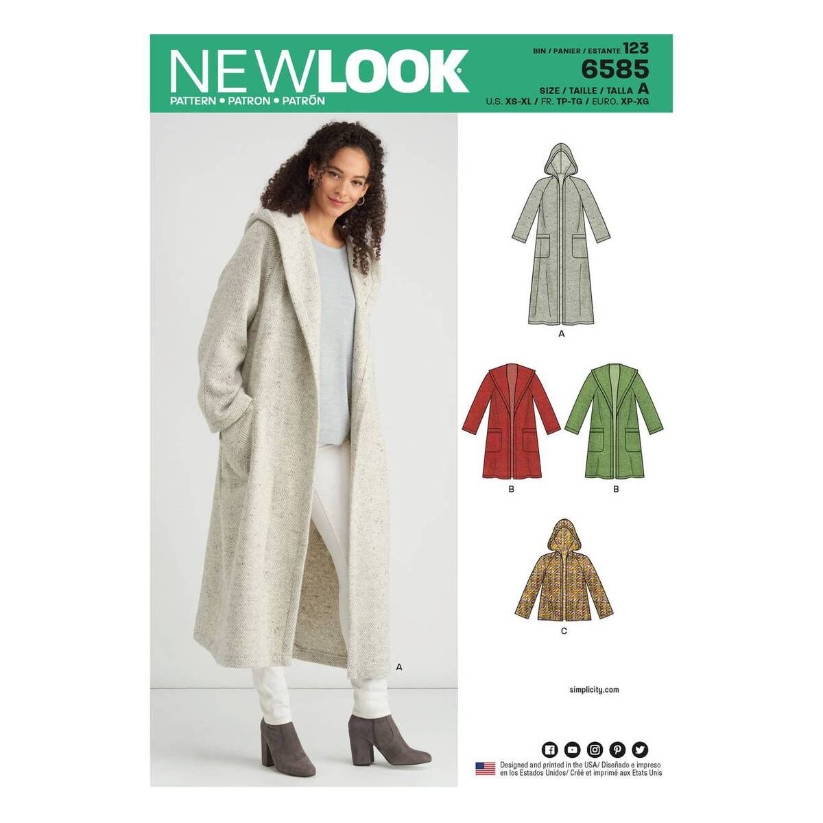 New Look Women's Coat with Hood Sewing Pattern 6585 | Hobbycraft