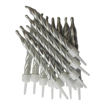Metallic Silver Candles 12 Pack