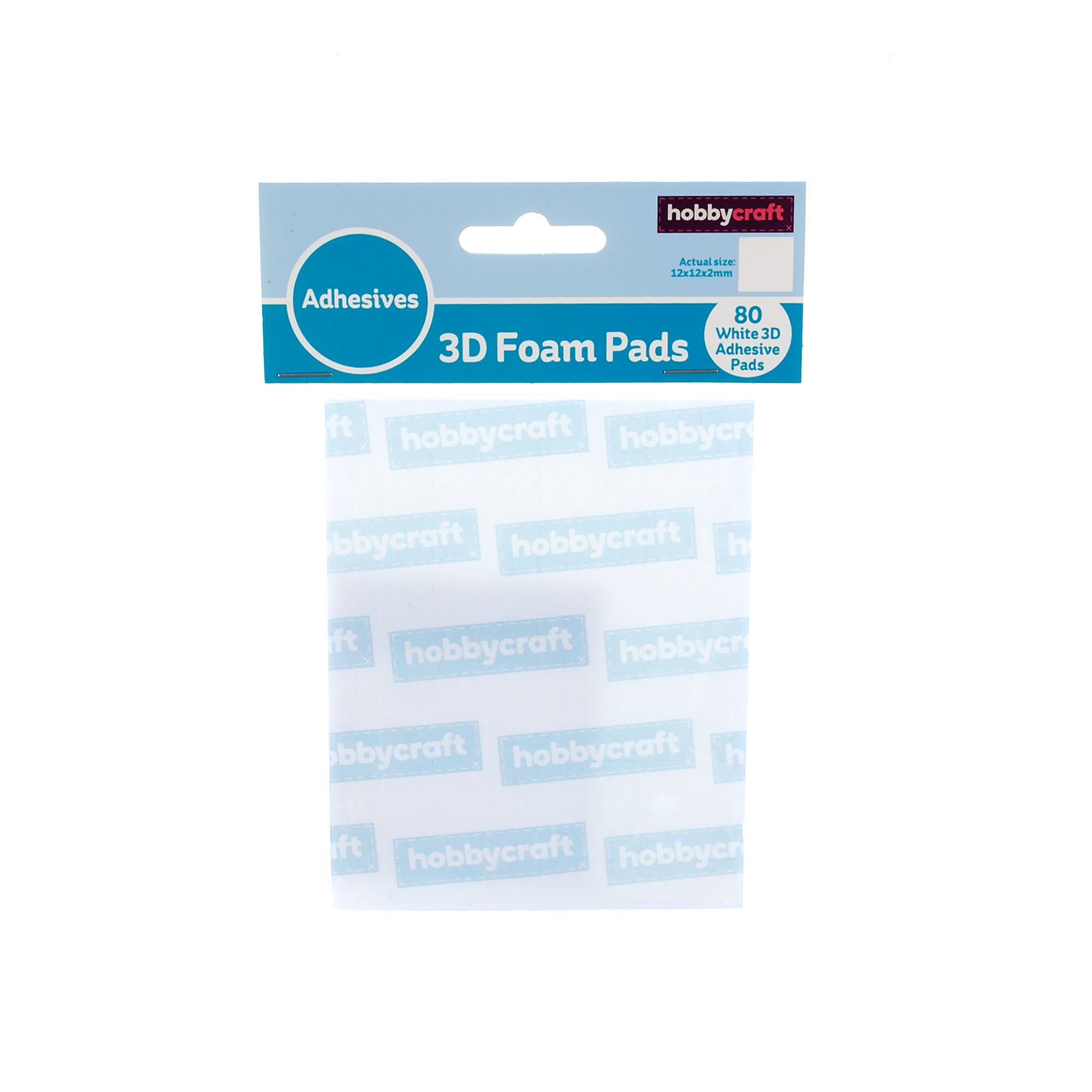 Adhesive Foam Pads 12mm x 12mm x 2mm 80 Pack Hobbycraft
