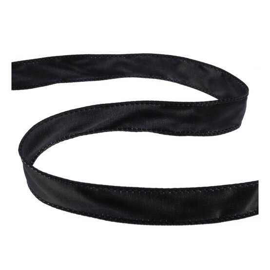 Black Wire Edge Satin Ribbon 25mm x 3m image number 1