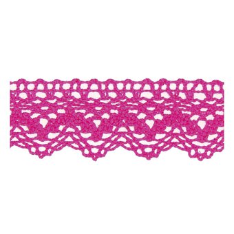 Cerise 25mm Scallop Cotton Lace Trim by the Metre