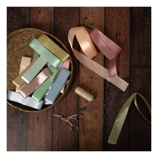 Pastel Satin Faced Ribbons 25mm x 1m 20 Pack image number 2