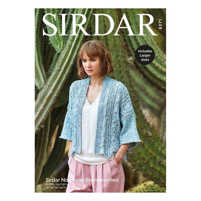 Sirdar No.1 Aran Stonewashed Kimono Digital Pattern 8271 image number 1
