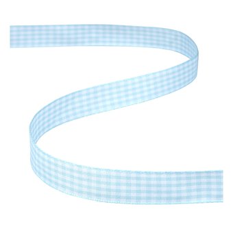 Light Blue Gingham Ribbon 15mm x 4m