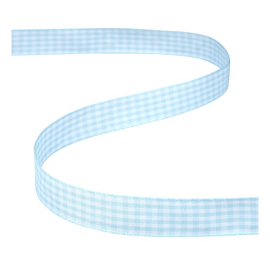 Light Blue Gingham Ribbon 15mm x 4m image number 2