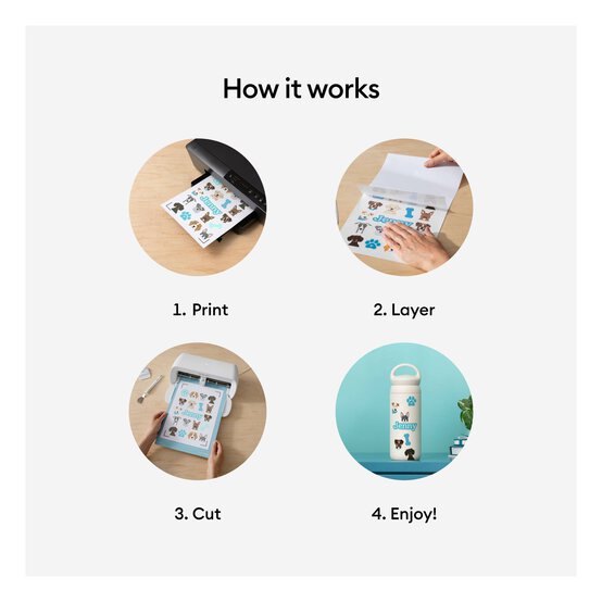 Cricut White Printable Waterproof Sticker Set A4 6 Pack image number 3