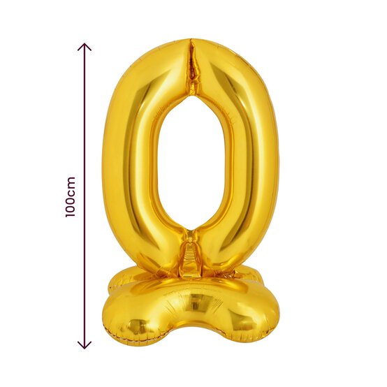 Standing Gold Number 0 Balloon 1m  image number 2
