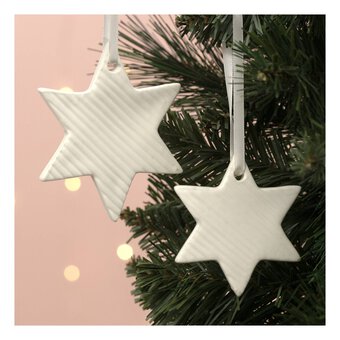 Glazed Hanging Ceramic Striped Star Decorations 2 Pack