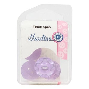 Hemline Lilac Basic Scalloped Edge Button 4 Pack