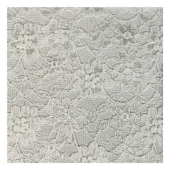 Cream Polyester Floral Lace Fabric by the Metre