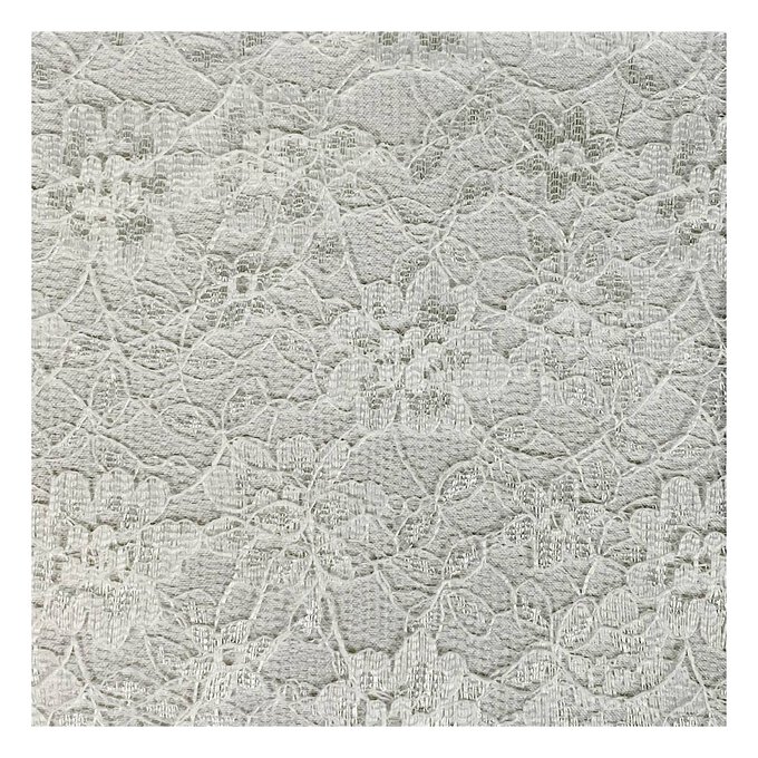 Cream Polyester Floral Lace Fabric by the Metre