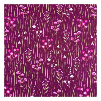 Nocturne Flora Twilight Lawn Cotton Fabric by the Metre