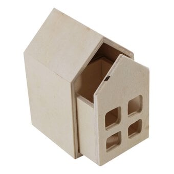 Wooden House with Small Drawer 11cm