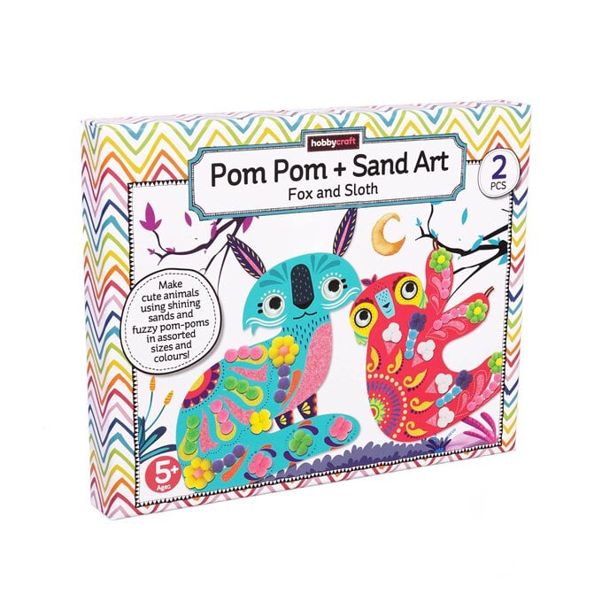 Pom Pom and Sand Art Fox and Sloth Kit image number 1