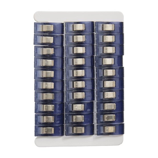 Blue Woodblock Floral Fabric Quilting Clips 30 Pack image number 3