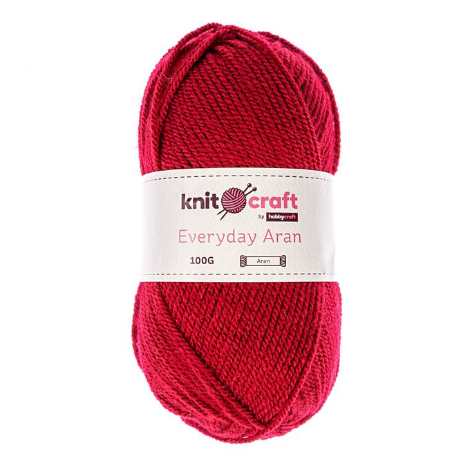 Knitcraft Red Everyday Aran Yarn 100g image number 1