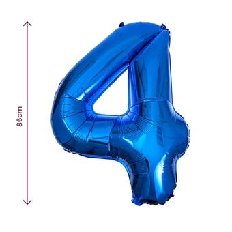 Extra Large Blue Foil Number 4 Balloon