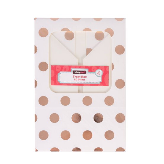 Rose Gold Polka Dot Treat Boxes 6 Inches 2 Pack image number 4
