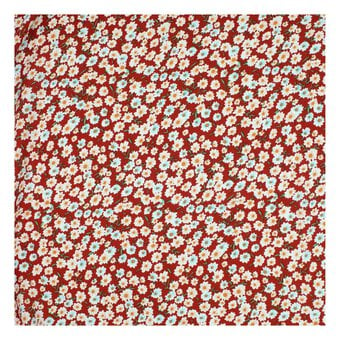 Red Floral Print Viscose Fabric by the Metre image number 2