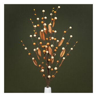 Yellow and Cream Bead and Leaf Pick 82cm