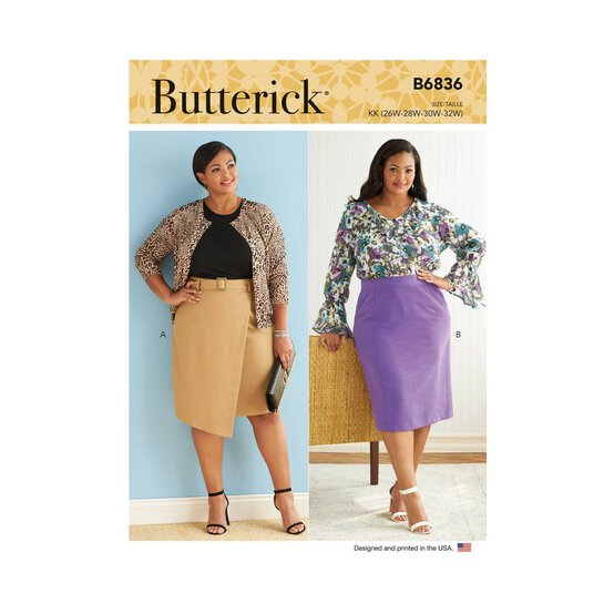 Butterick Women's Skirt and Belt  Sewing Pattern B6836 (RR 18W-24W) image number 1