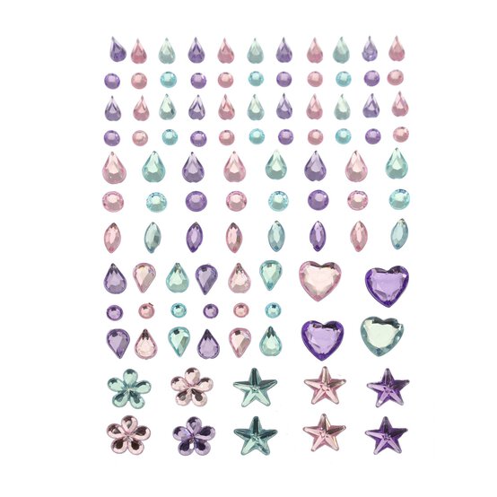 Pastel Shaped Gem Stickers 100 Pack image number 1