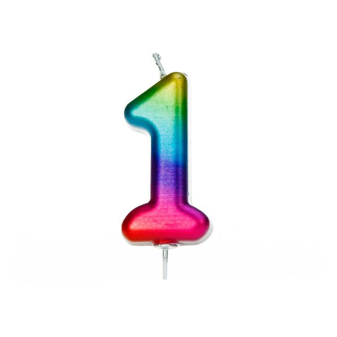 Metallic Rainbow Number 1 Candle 7cm image number 1