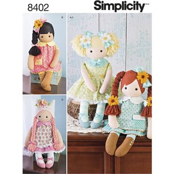 Simplicity Rag Dolls and Clothing Sewing Pattern 8402