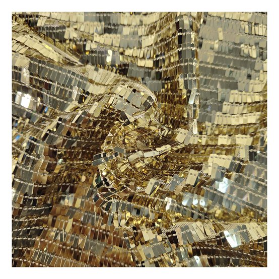 Gold Net Fringe Sequin Fabric by the Metre image number 1