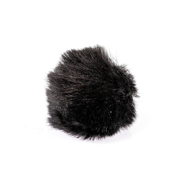 Black Faux Fur Pom Pom 6cm image number 1