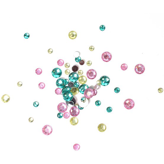 Green and Pink Assorted Round Gems 90g image number 1