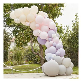 Ginger Ray Pink, Lilac and Grey Balloon Arch with Hydrangeas