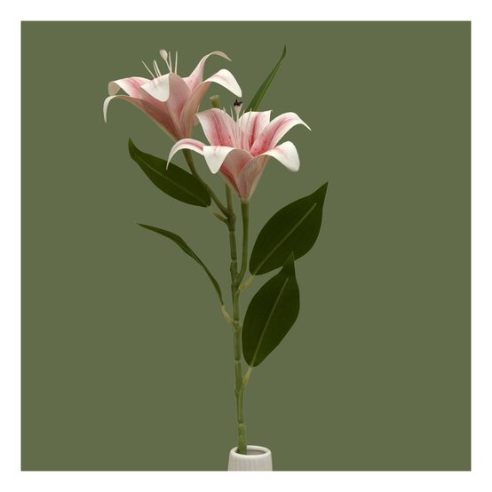 White and Pink Lily Spray 70cm image number 2