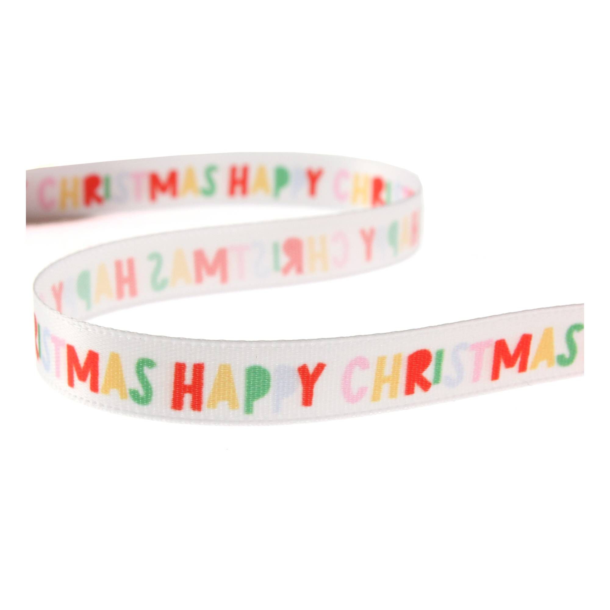 Bright Happy Christmas Ribbon 10mm x 2m Hobbycraft