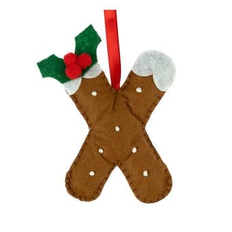Hanging Christmas Pudding Felt Letter X image number 2