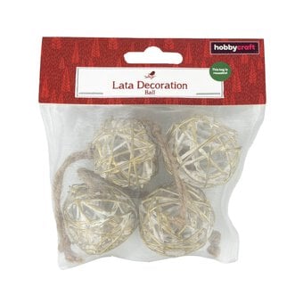 White and Gold Lata Balls  4cm 4 Pack image number 3