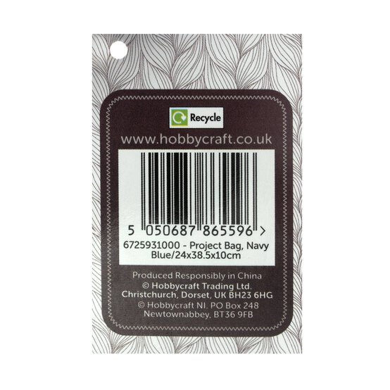 Navy Blue Project Bag 28cm x 40cm x 10cm image number 7