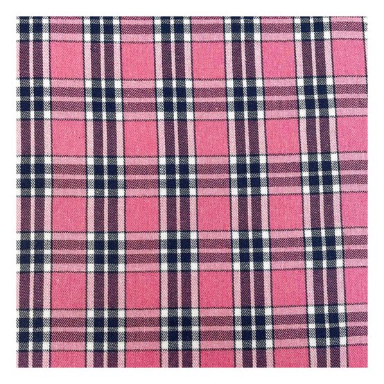Pink and Blue Poly Brushed Check Fabric by the Metre image number 2