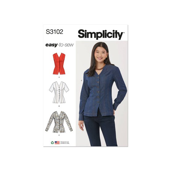 Simplicity Women’s Shirt Sewing Pattern S3102 (18-26) image number 1