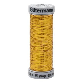 Gutermann Yellow Metallic Sliver Embroidery Thread 200m (8007)