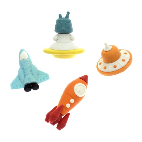 Rocket and Spaceship Erasers 4 Pack image number 1