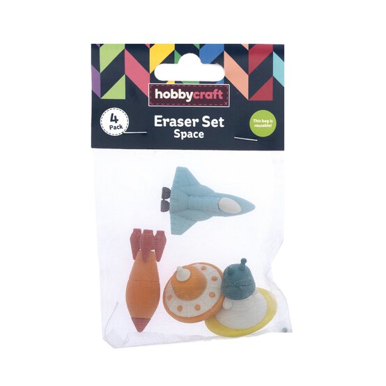 Rocket and Spaceship Erasers 4 Pack image number 3