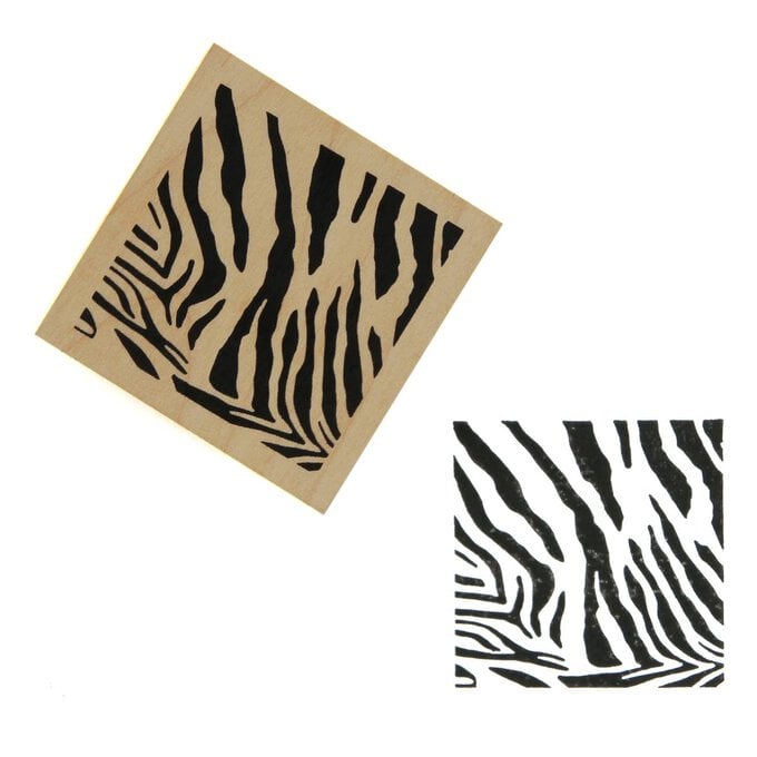 Zebra Pattern Wooden Stamp 5cm x 5cm image number 1