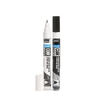 Pebeo Setacolor Black and White Leather Paint Markers 2 Pack  image number 2