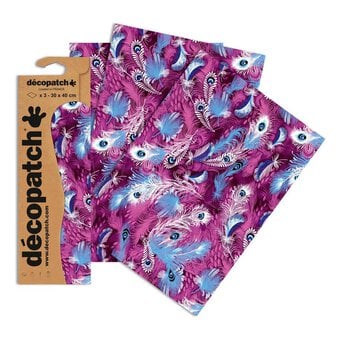 Decopatch Purple Peacock Feathers Paper 3 Pack