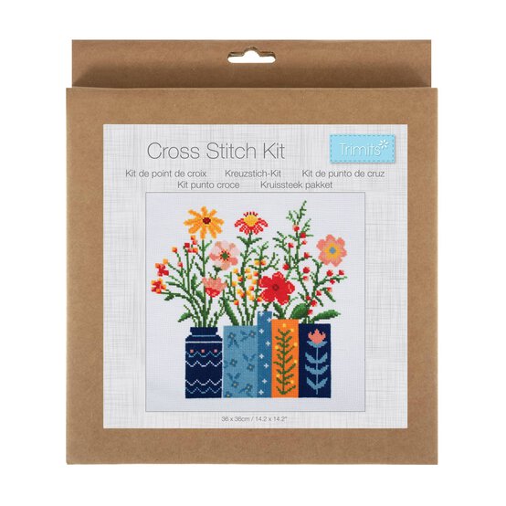 Trimits Flowers in Vases Large Cross Stitch Kit 36cm x 36cm image number 1