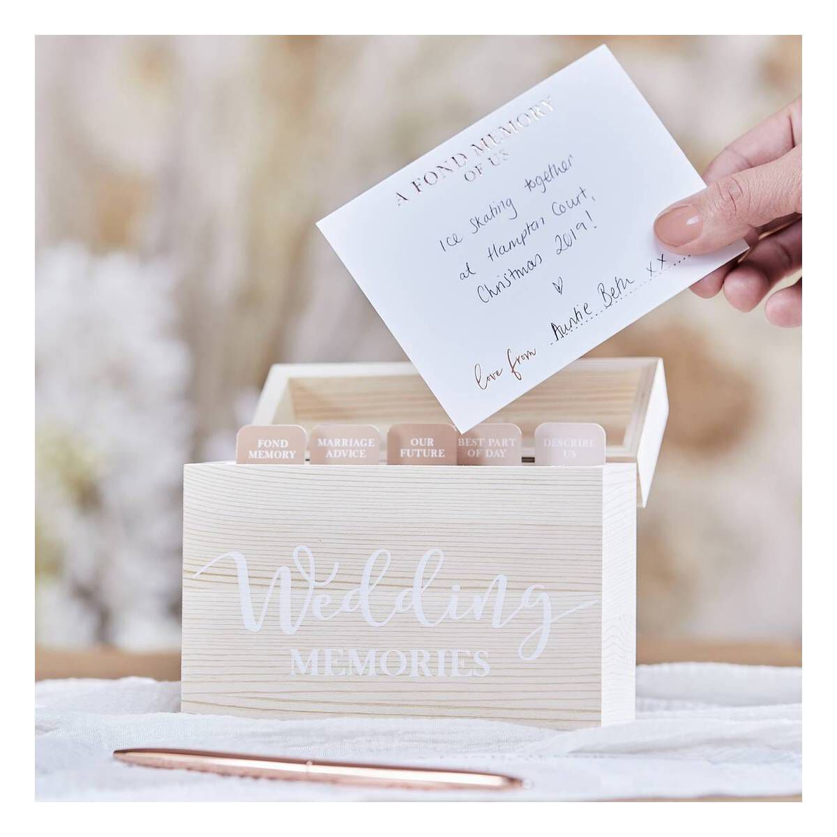 Ginger Ray Wooden Wedding Memory Box 13.5 x 11.5cm Hobbycraft